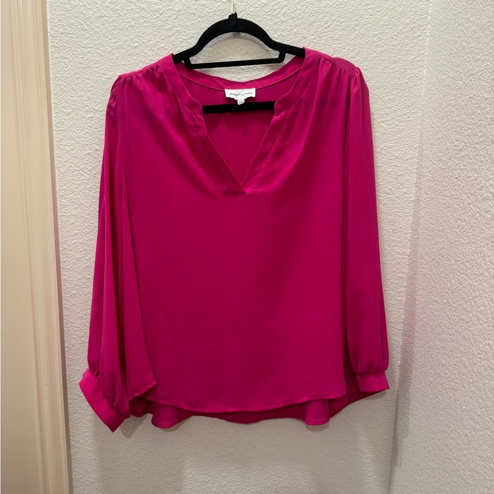 Hot pink Gibson Lattimer, light weight blouse XXL